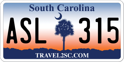 SC license plate ASL315