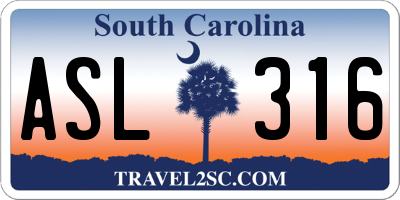 SC license plate ASL316