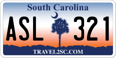 SC license plate ASL321