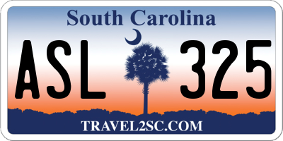 SC license plate ASL325