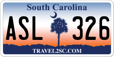 SC license plate ASL326