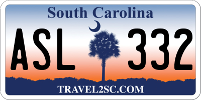 SC license plate ASL332