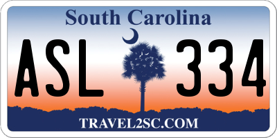 SC license plate ASL334