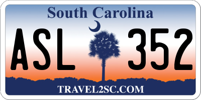 SC license plate ASL352