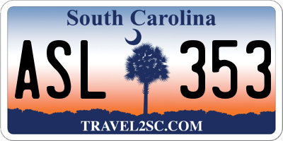SC license plate ASL353