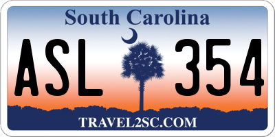 SC license plate ASL354