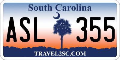 SC license plate ASL355