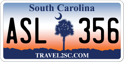 SC license plate ASL356