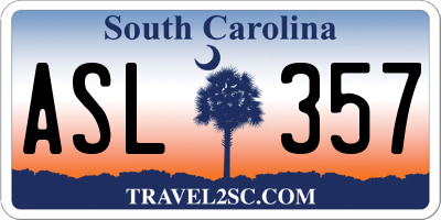 SC license plate ASL357