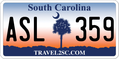 SC license plate ASL359