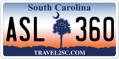 SC license plate ASL360