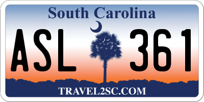 SC license plate ASL361