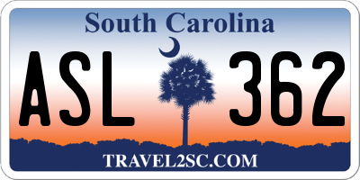 SC license plate ASL362