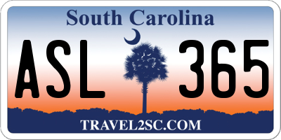 SC license plate ASL365