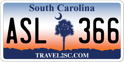 SC license plate ASL366