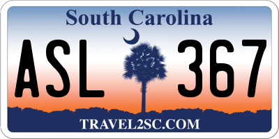 SC license plate ASL367