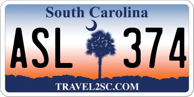SC license plate ASL374