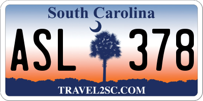 SC license plate ASL378