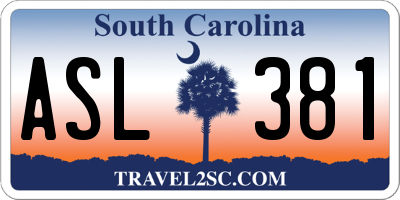 SC license plate ASL381