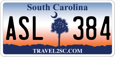 SC license plate ASL384