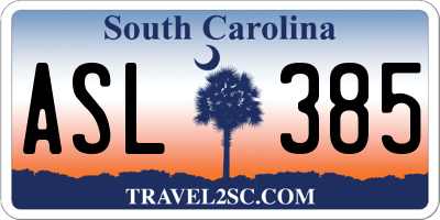 SC license plate ASL385
