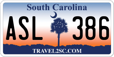 SC license plate ASL386
