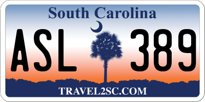 SC license plate ASL389