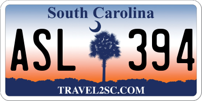 SC license plate ASL394