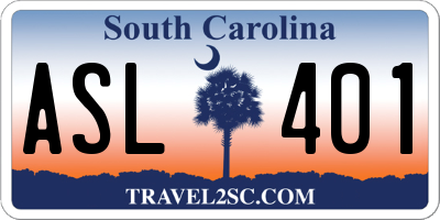 SC license plate ASL401