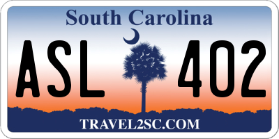 SC license plate ASL402