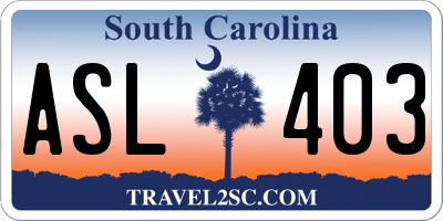 SC license plate ASL403