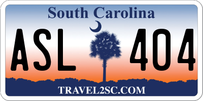 SC license plate ASL404
