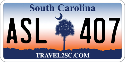 SC license plate ASL407