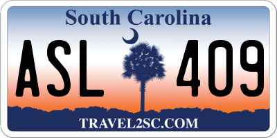 SC license plate ASL409