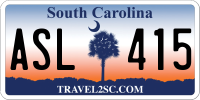 SC license plate ASL415