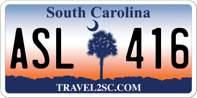 SC license plate ASL416