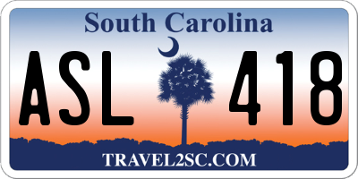 SC license plate ASL418