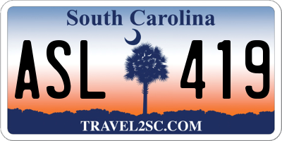 SC license plate ASL419
