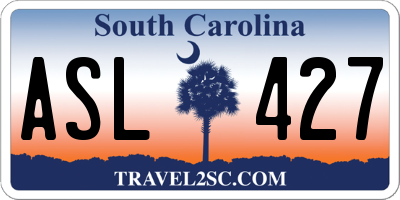 SC license plate ASL427