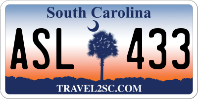 SC license plate ASL433
