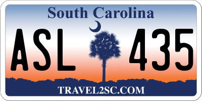 SC license plate ASL435