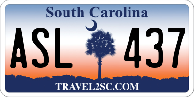 SC license plate ASL437