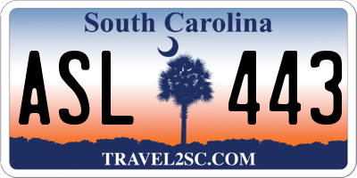 SC license plate ASL443