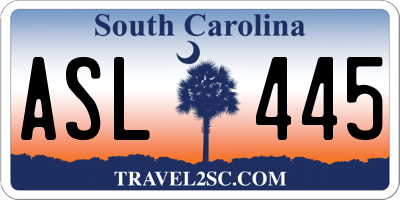 SC license plate ASL445