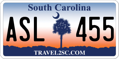 SC license plate ASL455