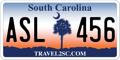 SC license plate ASL456