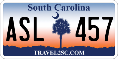 SC license plate ASL457