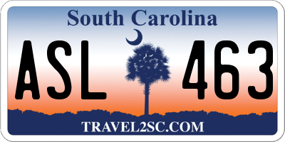 SC license plate ASL463