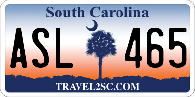 SC license plate ASL465