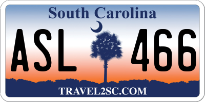 SC license plate ASL466